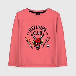 Лонгслив хлопковый детский Stranger things - hellfire club, цвет: коралловый