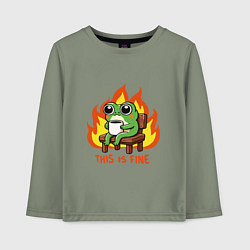 Лонгслив хлопковый детский Frog - this is fine, цвет: авокадо