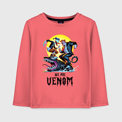 Лонгслив хлопковый детский Два Дональда на Веноме - мем, цвет: коралловый