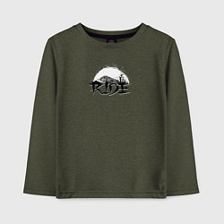 Лонгслив хлопковый детский Езда на велосипеде с медведями, цвет: меланж-хаки