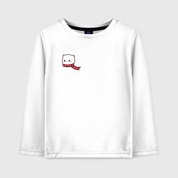 Лонгслив хлопковый детский Милый белый котик в шарфике для пары, цвет: белый