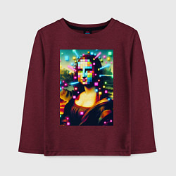 Детский лонгслив Мона Лиза и неоновые кубики - стилизация