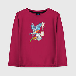 Лонгслив хлопковый детский Зяблик и кубики льда, цвет: маджента