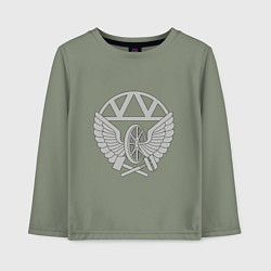 Лонгслив хлопковый детский Железнодорожные войска: эмблема, цвет: авокадо