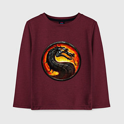 Лонгслив хлопковый детский Mortal kombat dragon logo, цвет: меланж-бордовый