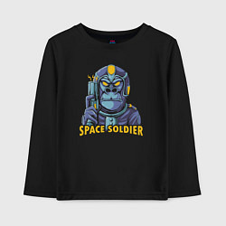 Лонгслив хлопковый детский Monkey space soldier, цвет: черный