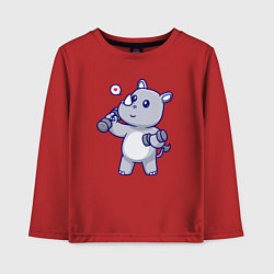 Лонгслив хлопковый детский Фитнес носорог, цвет: красный