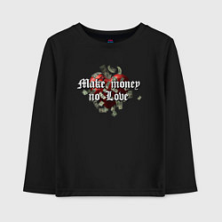 Лонгслив хлопковый детский Make money no love, цвет: черный
