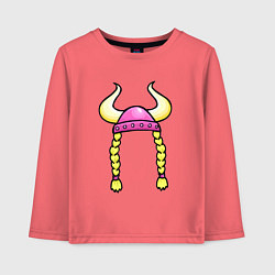 Лонгслив хлопковый детский Женский шлем викинга - для пары, цвет: коралловый