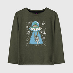 Лонгслив хлопковый детский Качели и космос, цвет: меланж-хаки