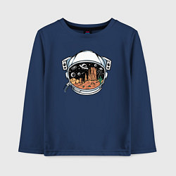 Лонгслив хлопковый детский Космическая пустыня, цвет: тёмно-синий