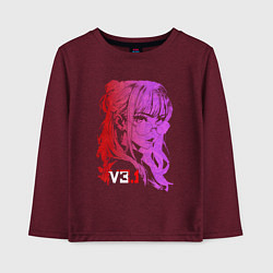 Лонгслив хлопковый детский Девушка в градиенте, цвет: меланж-бордовый