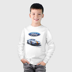 Лонгслив хлопковый детский Ford motorsport - sketch, цвет: белый — фото 2