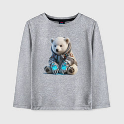Лонгслив хлопковый детский Прикольный мишутка - киберпанк, цвет: меланж