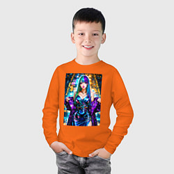Лонгслив хлопковый детский Девушка поп идол, цвет: оранжевый — фото 2