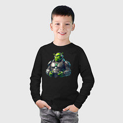 Лонгслив хлопковый детский G2 esports team - cyber Shrek, цвет: черный — фото 2