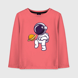 Лонгслив хлопковый детский Saturn football, цвет: коралловый