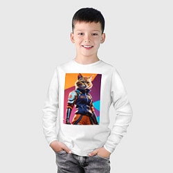 Лонгслив хлопковый детский Ультразверьки кошка, цвет: белый — фото 2