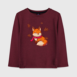Лонгслив хлопковый детский Осенняя лисичка, цвет: меланж-бордовый