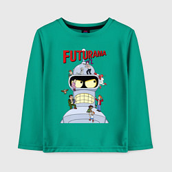 Лонгслив хлопковый детский Futurama all, цвет: зеленый