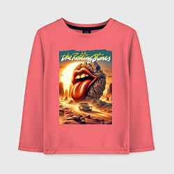 Лонгслив хлопковый детский Rolling Stones - stylization of the logo, цвет: коралловый
