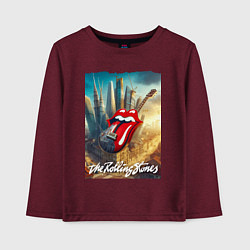 Лонгслив хлопковый детский Rolling Stones - logo-guitar, цвет: меланж-бордовый