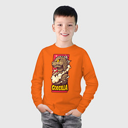 Лонгслив хлопковый детский Pink godzilla, цвет: оранжевый — фото 2