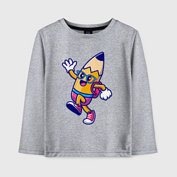 Лонгслив хлопковый детский Карандаш ученик, цвет: меланж