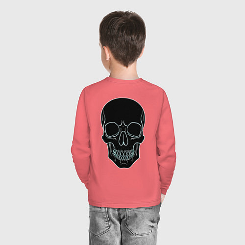 Детский лонгслив Skull black / Коралловый – фото 4