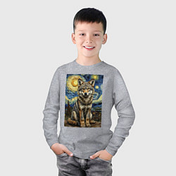 Лонгслив хлопковый детский Волчонок Ван Гог, цвет: меланж — фото 2