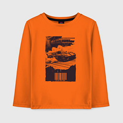 Лонгслив хлопковый детский Ретро постер с спорткаром, цвет: оранжевый