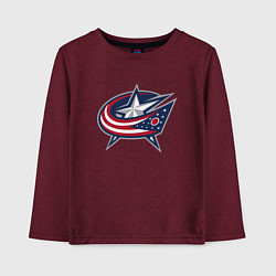 Лонгслив хлопковый детский Columbus blue jackets - hockey team - emblem, цвет: меланж-бордовый