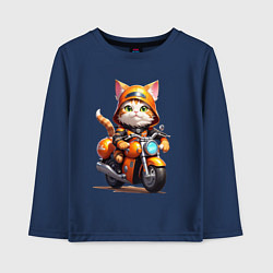 Лонгслив хлопковый детский Мотокотик, цвет: тёмно-синий