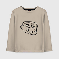 Лонгслив хлопковый детский Тролл фейс недовольный мем, цвет: миндальный