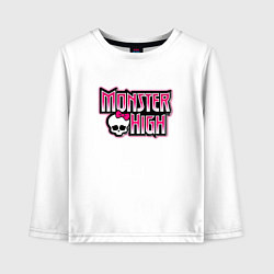 Лонгслив хлопковый детский Monster High надпись, цвет: белый