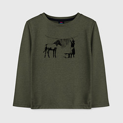 Лонгслив хлопковый детский Banksy zebra, цвет: меланж-хаки