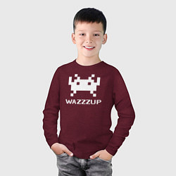 Лонгслив хлопковый детский Space invader wazzzup, цвет: меланж-бордовый — фото 2