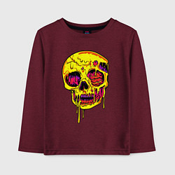 Лонгслив хлопковый детский Желтый растекшийся череп, цвет: меланж-бордовый