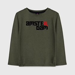 Лонгслив хлопковый детский Amsterdam city, цвет: меланж-хаки