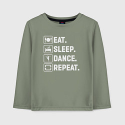 Лонгслив хлопковый детский Есть спать танцевать повторять, цвет: авокадо