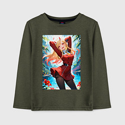Лонгслив хлопковый детский Марин Китагава косплей 002 Darling in the Franxx, цвет: меланж-хаки