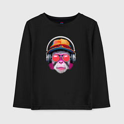 Лонгслив хлопковый детский Музыкальная мартышка, цвет: черный