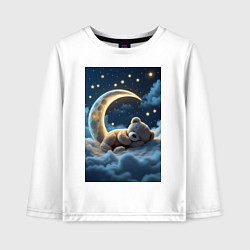 Детский лонгслив Плюшевый мишка сидит на Луне