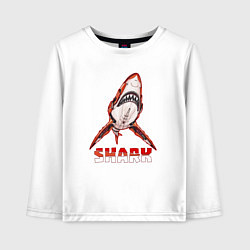 Лонгслив хлопковый детский Акула киборг, цвет: белый