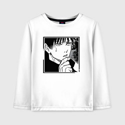 Лонгслив хлопковый детский Мегуми фусигуро, цвет: белый