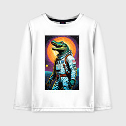 Лонгслив хлопковый детский Крокодил космонавт - нейроарт, цвет: белый