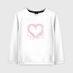 Лонгслив хлопковый детский Сердце из веток с надписью любовь, цвет: белый
