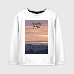 Лонгслив хлопковый детский Favorite city с городским пейзажем, цвет: белый