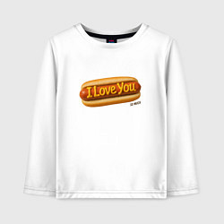 Лонгслив хлопковый детский Hot dog I love you, цвет: белый