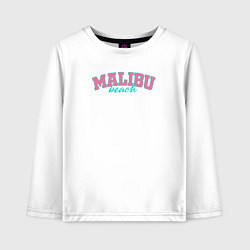 Лонгслив хлопковый детский Malibu Beach text, цвет: белый